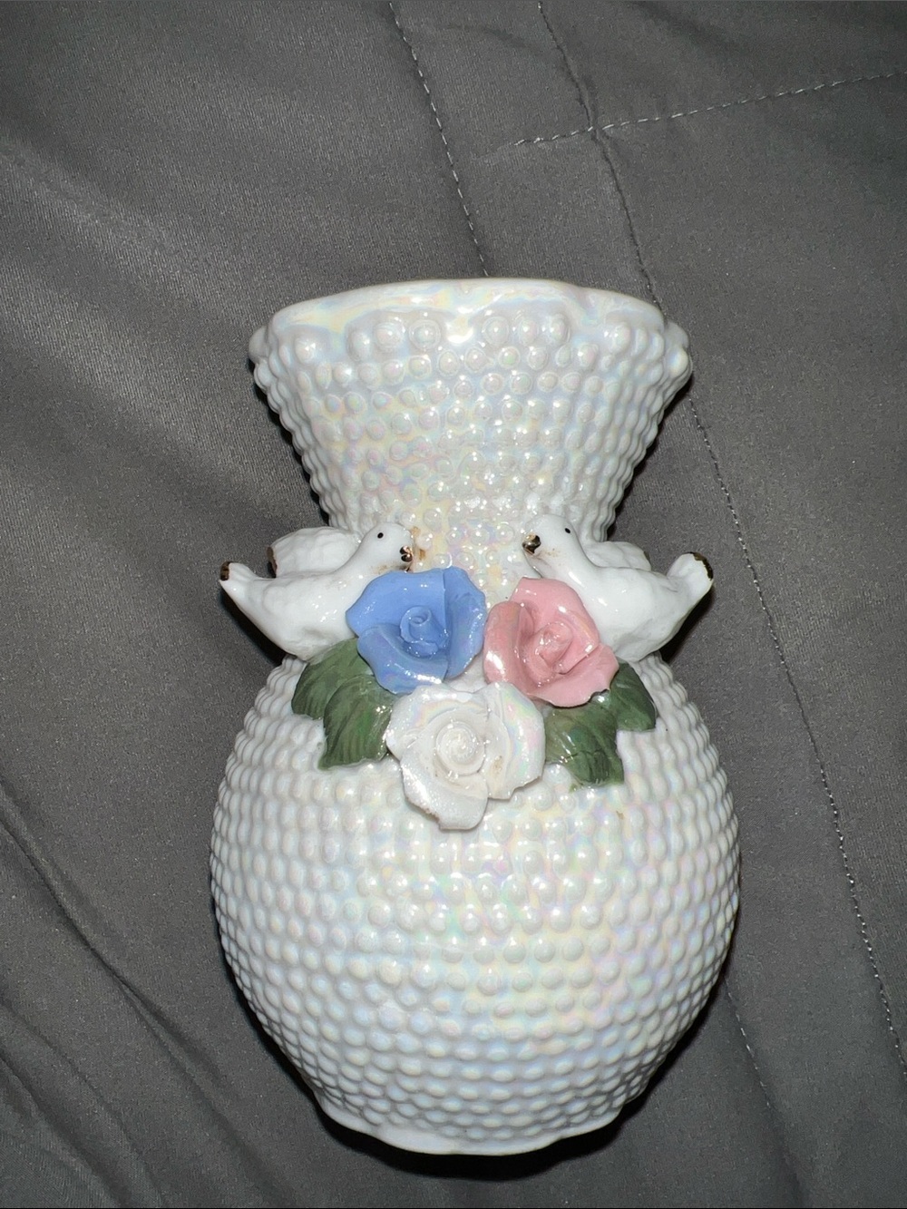 K’s Collection Vintage Iridescent Love Birds Vase